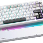 YUNZII AL80 Wireless Mechanical Keyboard,Full Aluminum CNC, Smart LCD Display,Hot Swappable Gasket Mount 75% Layout with Knob,BT/2.4G/USB-C,QMK/VIA Support for Win/Mac (Silver, Cocoa Cream V2 Switch)