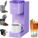 Single Serve Coffee Maker for K Cup, Ground and Tea, Hot and Iced Coffee Machines with Bold Setting, 6 to 16 Oz Brew Sizes, Compact for Small Spaces, Purple (2.0 Version)