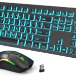 Backlit Large Print Wireless Keyboard and Mouse Combo, 2.4G Full Size Keyboards with Light Up Large Keys, Oversize Letters Keys Easy to See and Type, Quiet Keyboard Mouse for Windows, Laptop, PC