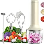 Cordless Hand Mixer MixgoII, Handheld Mixer Electric Whisk & Milk Frother, Hand Held Mini Mixers, Rechargeable Hand Mixer and Whisker, Food Processor for Cooking, Food Chopper, 4-Speed, 10Oz