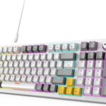 GEEZER AK96 Mechanical Gaming Keyboard, Pre-Lubed Red Switches, 96 Keys Full Size with LED Colorful Backlit, Clicky Creamy Sound, USB Wired Computer Keyboard with Volume Knob for PC, Mac, Windows