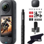 Insta360 X5 Motorcycle Bundle-8K Waterproof 360 Action Camera with 1/1.28″ 48MP Sensors, 8K 360 HDR Video, 72MP, 4K Single-Lens |Bundle Includes Motorcycle Bundle, Selfie Stick, Lens Cap (No Card)