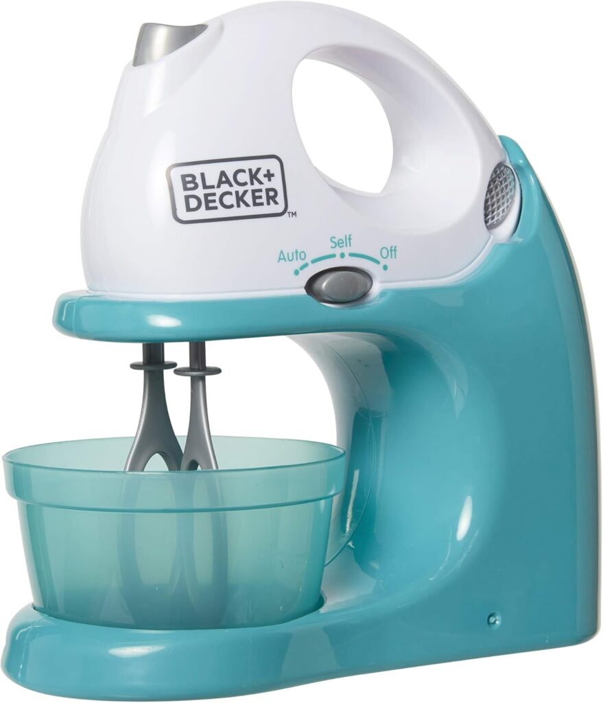 BLACK+DECKER Junior Hand Mixer Role Play Pretend Kitchen Appliance for Kids with Realistic Action, Light and Sound – Plus Mixing Bowl and Two Mixing Modes for Imaginary Cooking Fun