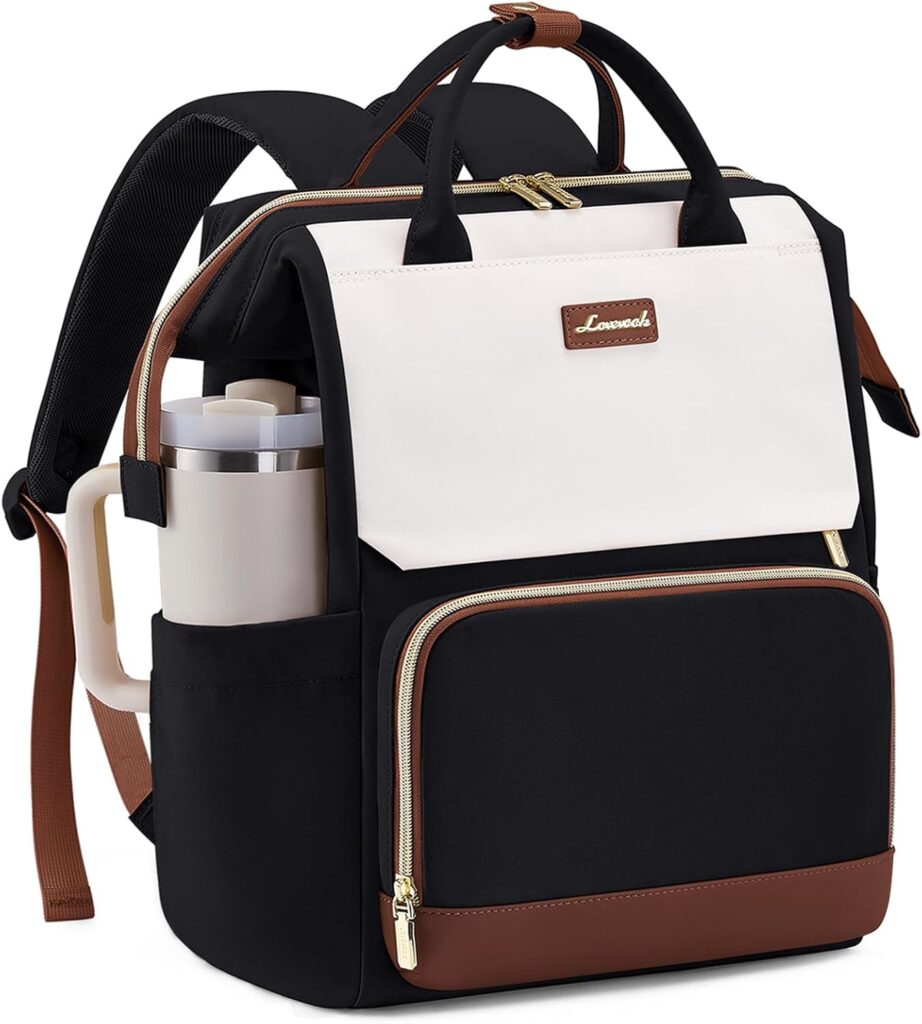 LOVEVOOK Laptop Backpack for Women with Giant Tumbler Holder Pocket, 15.6 inch Travel Work Backpack Purse for Nurse Teacher, Waterproof School Bag College Bookbag Cute Casual Daypack for Girls