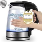 1500W Electric Kettle with Temperature Control – 6-Temp Presets for Tea/Coffee, Double Wall Cool-Touch, 4H Keep Warm, 1.7L Borosilicate Glass & BPA-Free, Fast Boil for Home/Office