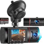 Dual Dash Cam Front and Inside with 64GB Card,Milerong X25 1080P Dash Camera for Cars with Infrared Night Vision,Loop Recording,G-Sensor,24H Park Monitor,Inside Car Camera for Uber/Lyft/Taxi Driver