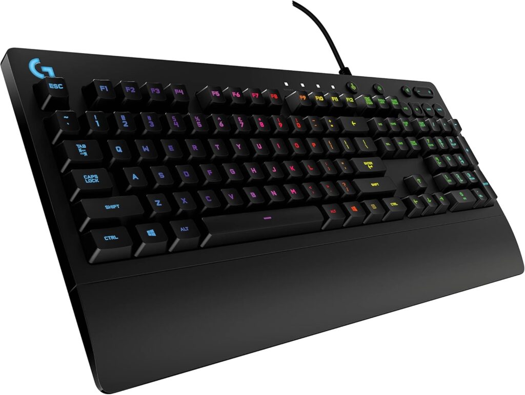 Logitech G213 Prodigy Wired Gaming Keyboard, LIGHTSYNC RGB Backlit Keys, Spill-Resistant, Customizable Keys, Dedicated Multi-Media Keys – Black