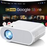 Google TV Projector, HOMPOW HD 4K Projector with WiFi and Bluetooth, Netflix-Officially-Licensed Outdoor Projector, Home Cinema Projector for iOS/Android