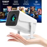 Mini Projector with Bluetooth, Electric Focus Portable Movie Projector with 270° Rotatable, 1080P HD Support, Auto Keystone, Compatible with Smartphone, TV Stick, Laptop, HDMI for Bedroom, Outdoor Use