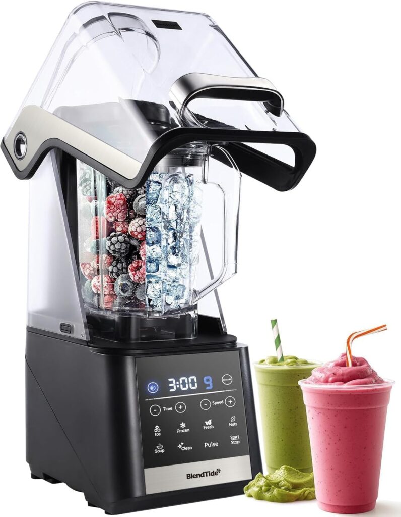 Commercial Blender, 1500W Vacuum Blender for Less Foam, Professional-Grade Quiet Shield, Kitchen Timer, 9 Speeds, 6 Programs for Smoothies, Frozen Drinks, Self-Cleaning, 64oz Bulk Production