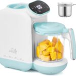 Chefhandy Baby Food Maker, Steamer & Blender, Puree Maker with Auto/Manual Blend, Steam Basket, Bottle Warmer & Sterili-zer, Compact Easy-to-Clean Baby Food Processor (White Blue)