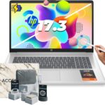 HP 17.3-inch Flagship Touchscreen Laptop – Win 11 Pro • AI-Powered Copilot • AMD R5-7530U • 17.3″ HD+ BrightView Display • Wi-Fi 6, w/Laptop Computer Accessories (64G RAM, 2TB SSD)