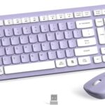 Wireless Keyboard and Mouse Combo, Full-Sized Wireless Keyboard and Adjustable DPI Mouse, 2.4GHz USB Receiver, Silent Keyboard and Mouse for PC, Windows, MAC, Desktop, Laptop(Purple)