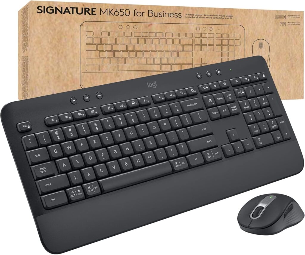 Logitech Signature MK650 Combo for Business, Wireless Mouse and Keyboard, Logi Bolt, Bluetooth, SmartWheel, Globally Certified, Windows/Mac/Chrome/Linux – Graphite