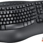 MEETION Wireless Ergonomic Keyboard, Wave Keys Firm Wrist Rest for Natural Typing, 2.4G USB-A Cordless Receiver and USB-C Adapter, Ergo Computer Keyboard Compatible with Windows/Mac/PC/Laptop, Black