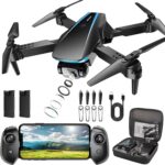 Drone with Camera – Drones for Adults, with 2 Batteries, Carrying Case, Propellers, 1080P HD Foldable Drone with Stable Hover, Trajectory Flight, Gravity Control, One Key Take Off/Land, 3D Flip