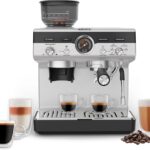 KRUPS Precision Espresso Coffee Machine with Grinder, Latte & Cappuccino Maker, Pump Pressure + Milk Frother Steam Wand, Adjustable Grind Settings for Barista-Quality Results, Stainless Steel & Black