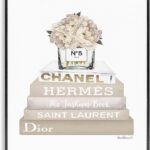 The Stupell Home Décor Collection High Fashion Bookstack with Tan Flowers Framed Giclee Texturized Art, 11 x 14, Multi-Color