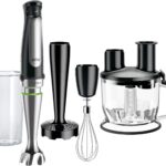 Braun 4-in-1 Immersion Hand Blender, Powerful 500W Stainless Steel Stick Blender, Variable Speed + 6-Cup Food Processor, Whisk, Beaker, Masher, Finer Blending, MultiQuick MQ7077