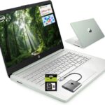 HP 14 Student-Laptop Back to School, Quad-Core Processor (Up to 3.6GHz) 16GB RAM 256GB Storage(128GB UFS + 128GB SD Card) Laptops for Student with 1-Year Office 365 Copilot AI Win11, Willow Green