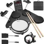LEKATO Electronic Drum Set, Portable Electric Drum Set for Beginner with Quiet Mesh Snare Drum Pads, 220+ Sounds, USB MIDI, 2 Switch Pedal, Electric Drum Kit with Sticks, Travel Bag