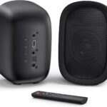 Saiyin Powered Bluetooth Bookshelf Speakers for Record Player, 40W Stereo Sound Speakers with 3-Inch Woofer, Dual-Curved Horn Bass Reflex Port and Optical/AUX/TV-ARC for Turntable/PC/TV, Pair