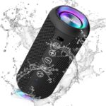 Ortizan Portable Bluetooth Speaker x Stocking Stuffers: IPX7 Waterproof, Wireless, Big Sound, Deep Bass, Dual Pairing, 30H Playtime, White Elephant Gift for Adults Men Women Teen Boys Girls (Black)