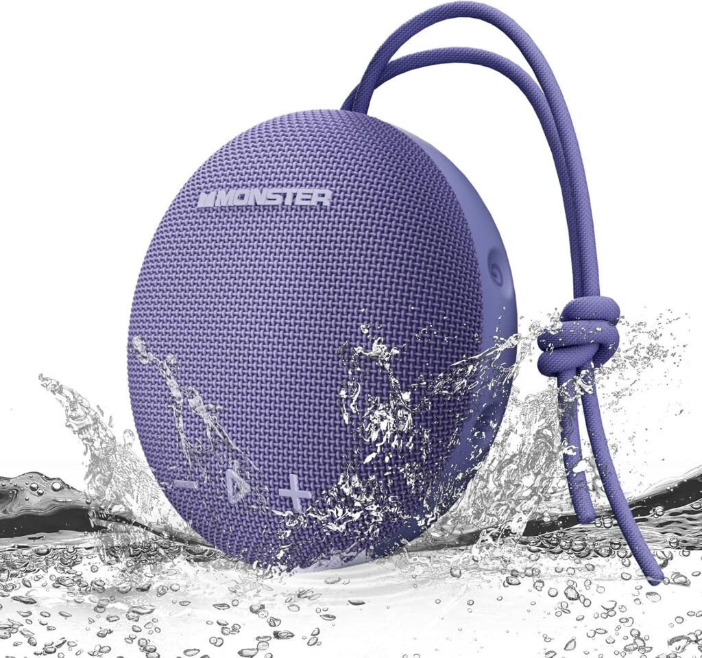 Monster Bluetooth Speaker, IPX8 Shower Speaker Waterproof, Bluetooth 5.4 with Loud HD Sound and Robust Bass, Extra Long Playtime Punchy, for Home, Beaches Portable Wireless Outdoor Speakers