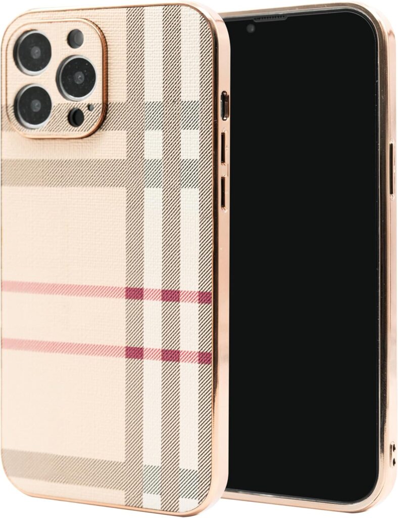 Phone Case for Apple iPhone 13 Pro Max, Fashion Designer Leather Phone Case, Soft TPU Drop Protection Shockproof Protective Phone Holder Women