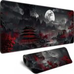 Japanese Desk Mat Riverside Full Moon Large Mouse Pad Gaming Mousepad Extended XL Keyboard Mat Computer Laptop Mouse Desktop Mat 31.5 X 11.8 Desk Decor