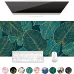 Auhoahsil Desk Mat, Ultra Large Mouse Pad, XXL Gaming Mousepad, Green Tropical Leaves Deskpad, Big Extended Full Size Mouse Pad, Desktop Desk Matt for Keyboard, Laptop & Computer, 35.5 x 15.7 in