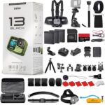 GoPro HERO13 (Hero 13) in Forest Green – with 50 Piece Accessory Kit and 2 Extra Batteries + 64GB Card – Waterproof Action Camera – 5.3K HDR, 27MP Photos, 1/1.9″ Sensor, Live Streaming, Webcam
