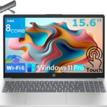 HP Touchscreen Laptop Computer for College Student Home, 15.6″ FHD, 16GB DDR4 RAM, 256GB PCIe SSD, Intel Processor 8-Core, WiFi 6, Bluetooth 5.4, HDMI, Moonlight Blue, Windows 11 Pro, Type-C HUB