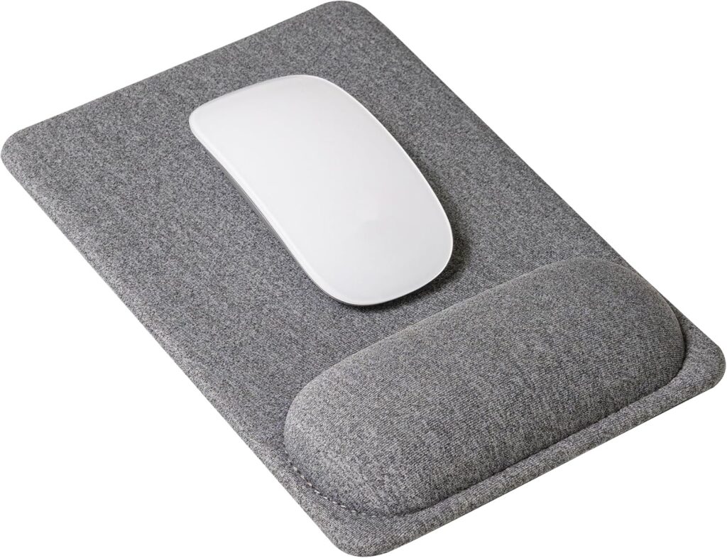 SenseAGE Compact Ergonomic Mouse Pad with Wrist Rest Support, Pain Relief, Non-Slip Base, Optimized Tracking Surface, Lightweight & Portable, Ideal for Office, Home & Travel, 8.9 x 6.1 in (Grey)