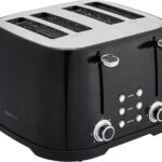 Amazon Basics 4 Slice Toaster, 6 Browning Settings, Removable Crumb Tray, Bagel and Defrost Function, Cancel Button, 1600W, Black