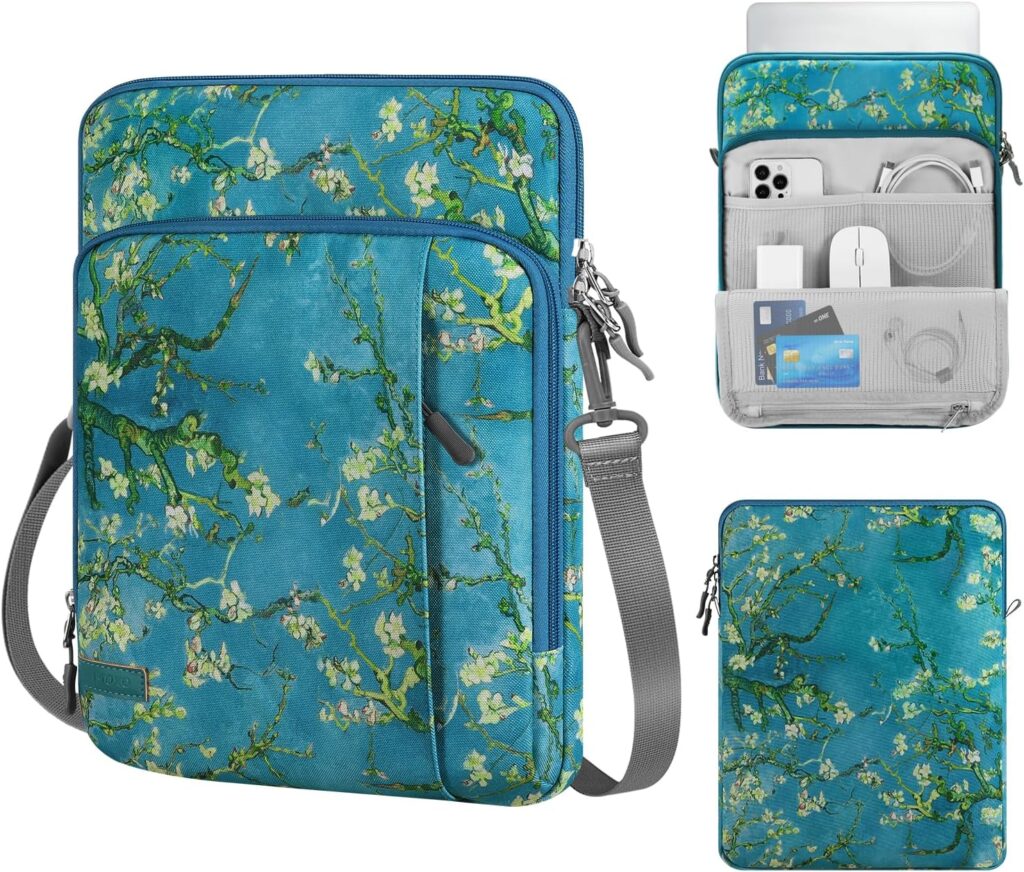 MoKo Laptop Sleeve Bag for 13.3-14 Inch, Notebook Carrying Case with Pocket Fits New MacBook Pro M3/M2 14″ /13″ M2/M1 Pro/M1 Max 14.2 2023-2021/Air 13.6″ M2 2022, Surface Pro 9/8 13″, Apricot Flower