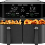 Chefman 6 Quart Dual Basket Air Fryer – Digital Touchscreen, Smart Sync Finish, Hi-Fry, Auto Shutoff, 2 Independent 3QT Nonstick Dishwasher-Safe Frying Baskets – Digital Double Air Fryer – Black