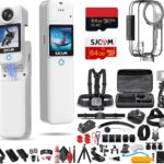 SJCAM C300 4K Dual Touchscreen Action Camera | Ultra HD Compact Vlogging Cam with Front and Rear Screens | Waterproof Mini Camera (C300W) Bundle Including: 50-in-1 Action Kit, 64GB Memory Card, More