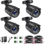ZOSI 1080P 4 Pack HD TVI Security Cameras, 80ft Night Vision, Outdoor Indoor Weatherproof Bullet Camera for 1080P/5MP/4K HD TVI Analog CCTV DVR System