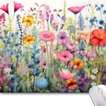 Gorgeous Flowers Plants Mouse Pad,Pink Floral Rose Mouse Pads for Desk,Soft Computer Mouse Mat Cute Mousepad Cloth Computer Mouse Pads for Women,Square Waterproof Non-Slip Rubber Base MousePads
