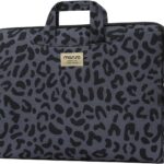 MOSISO Laptop Shoulder Bag, 15.6 inch Computer Bags Compatible with MacBook Air 15 inch M4 M3 M2/Pro 16 M4 M3 M2 M1 2025-2019, 15-15.6 inch Notebook, Leopard Grain Briefcase Sleeve with Belt