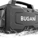 BUGANI Bluetooth Speaker, 80W Powerful Portable Wireless Speakers IPX7 Waterproof Speaker, Outdoor Loud Speakers with Handle 24H Playtime, Support Microphone AUX USB Suitable for Party, Pool, Black