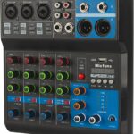 Mini audio DJ mixer Sound Board Console System,5 Channel 48V Phantom Power with Bluetooth USB MP3 Stereo live DJ Studio Streaming for professional recording party KTV stage