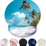 Ergonomic Mouse Pad with Wrist Rest, Small Mousepad with Non-Slip Rubber Base and Smooth Surface, Beach Mouse Pads for Desk, Office Desk Accessories