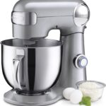 Cuisinart Stand Mixer, 12 Speeds, 5.5-Quart Mixing Bowl, Chef’s Whisk, Flat Mixing Paddle, Dough Hook, and Splash Guard with Pour Spout, Silver Lining, SM-50BC, Silver Lining