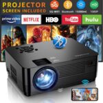 Projector with 5G WiFi and Bluetooth, Native 1080P Projector[Projector Screen Included], Full HD 18000LM Movie Projector, 100″ Display Home Theater, Compatible with Phone/Laptop/TV Stick
