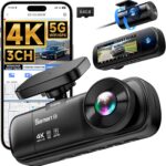 SARMERT 4K 3 Channel Dash Cam, Dash Cam Front and Rear C3, Free 64GB Card, 4K+1080P+1080P Dashcam, G-Sensor, WDR, APP, 5G WiFi, Night Vision, 24H Parking Monitor