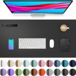 Aothia Leather Office Desk Pad Protector, Non-Slip PU Leather Desk Blotter, Waterproof Laptop Writing Mouse Pad for Office and Home, Black, 31.5″ x 15.7″
