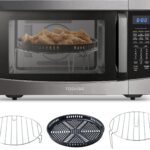 Toshiba Air Fryer Combo 4-in-1 Countertop Microwave Oven, Smart Sensor, Convection, Mute Function, Position Memory 13.6″ Turntable, 1.5 Cu Ft, 1000W, Black, ML-EC42P(BS)