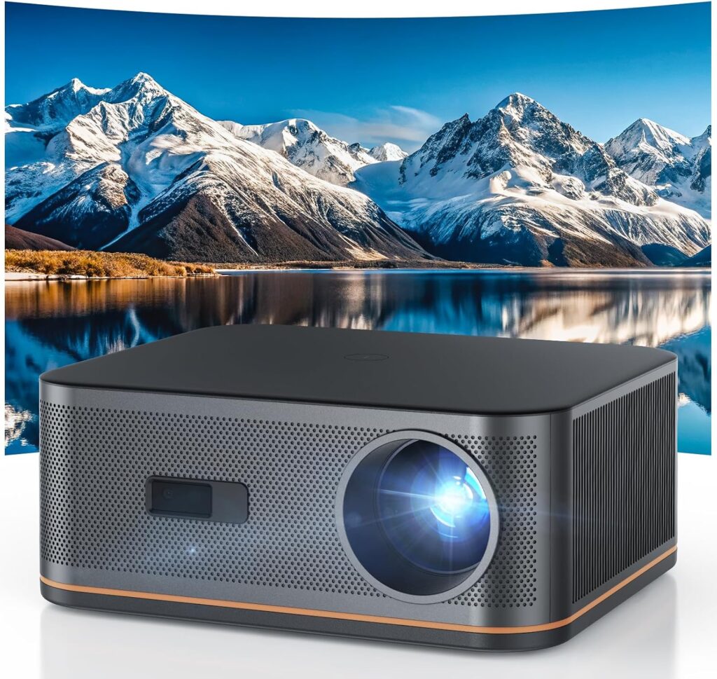 2000 ANSI 4K Full HD Projector with WiFi and Bluetooth, HAPPRUN Movie Home Theater with Auto Focus, 300” Display for Indoor/Outdoor, Smart Proyector Compatible with Phone/TV Stick/PC/PS5